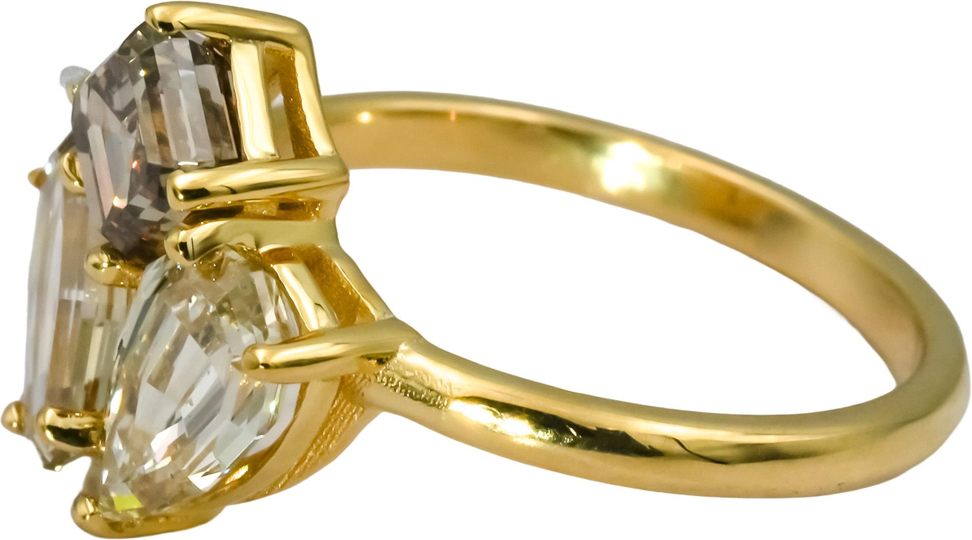 14k Yellow Gold VS Mixed Cuts Diamond Cocktail Ring 3.10CT Size 6.5
