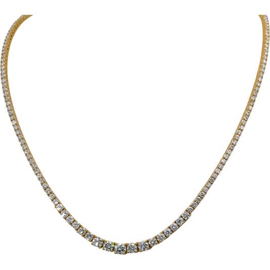 14k Yellow Gold Round Diamond Graduated Riviera Necklace 8.51CT