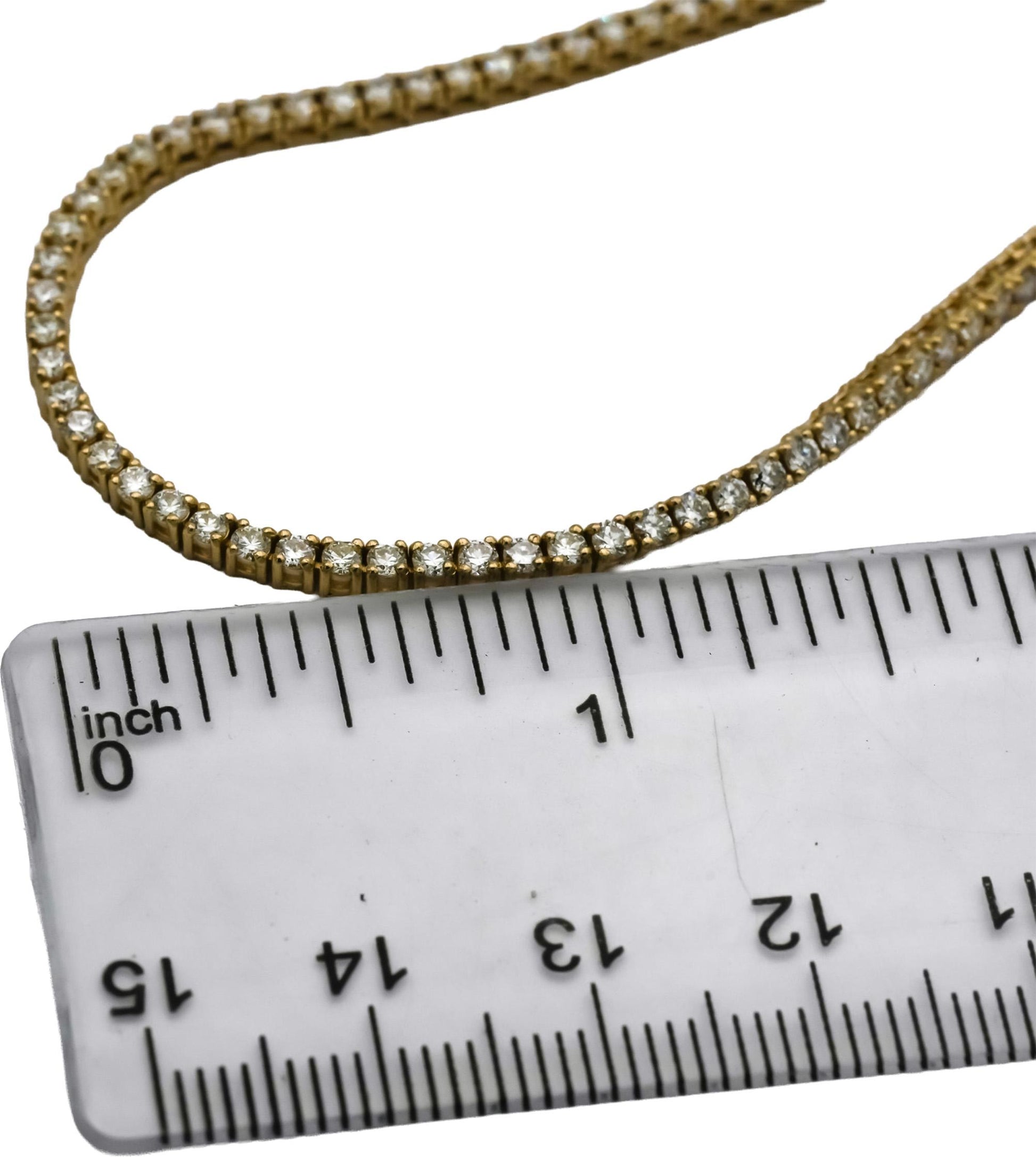 14k Yellow Gold VS Round Diamond Tennis Necklace 5.82CT