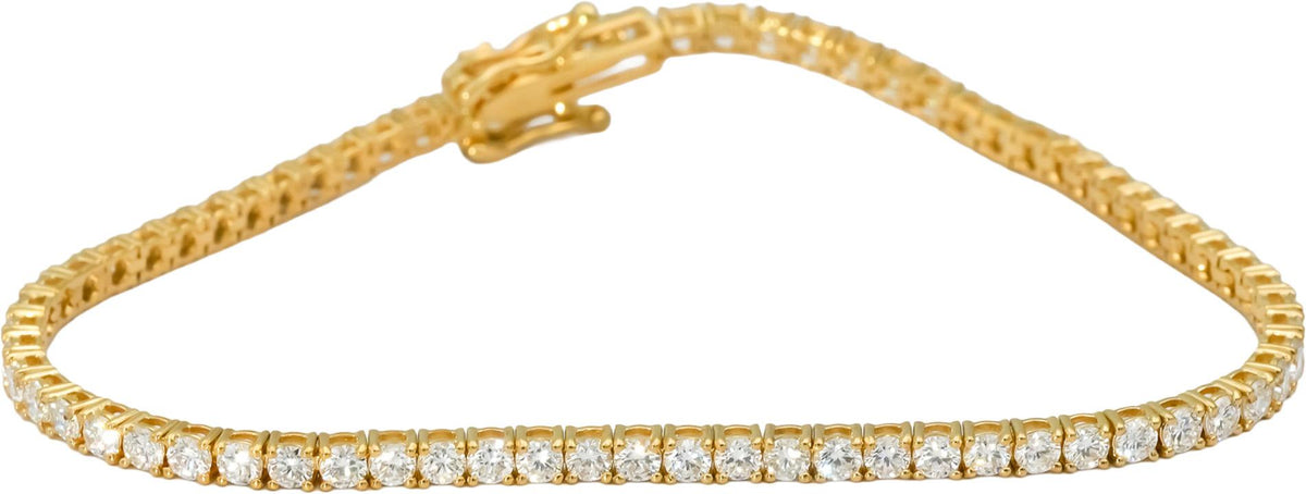 14k Yellow Gold VS1-VS2/D-F Lab-Grown Diamond Tennis Bracelet 3.49CT