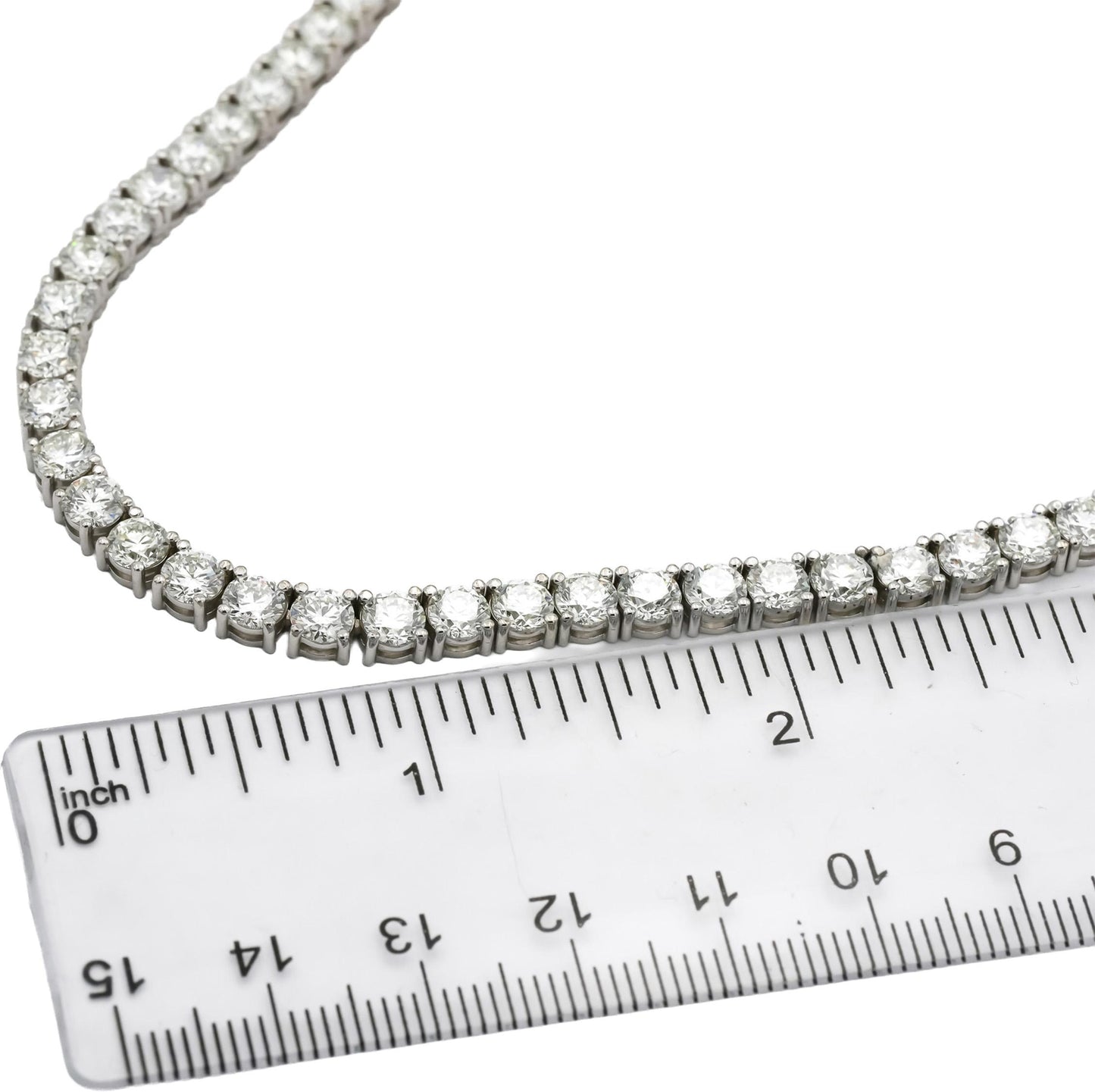 14k White Gold VS Round Natural Diamond Tennis Necklace 30.29CT