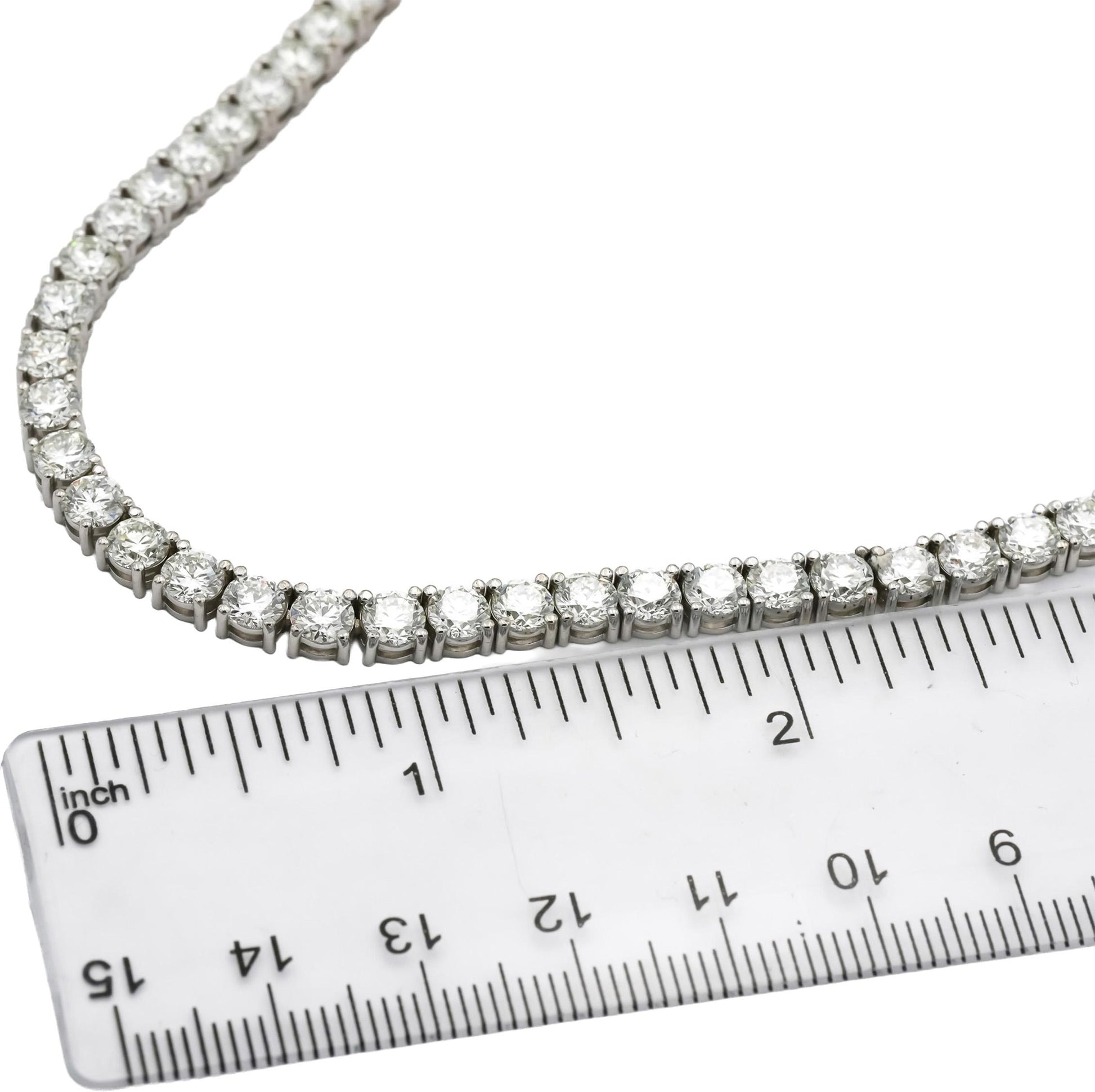14k White Gold VS Round Natural Diamond Tennis Necklace 30.29CT