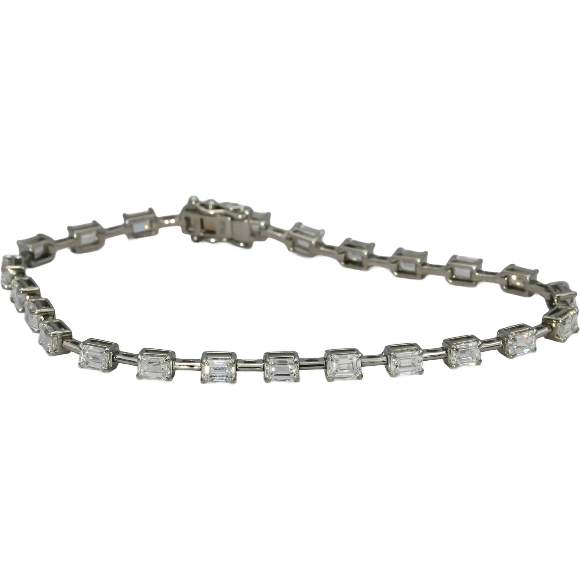 Platinum VS Emerald Cut Diamond Line Bracelet 5.46CT