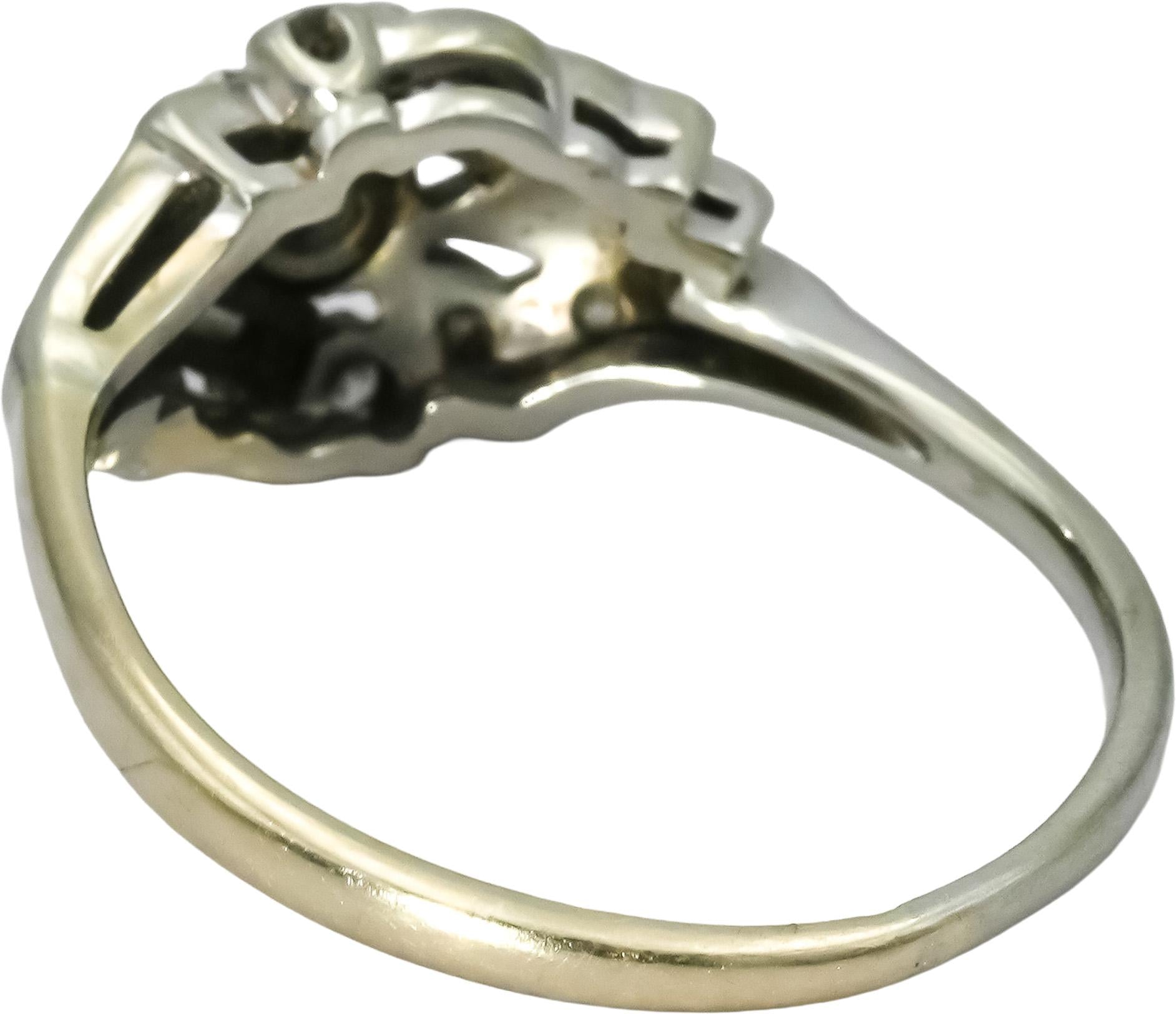 Antique 14k White Gold Diamond Cocktail Ring 0.30CT Size 9