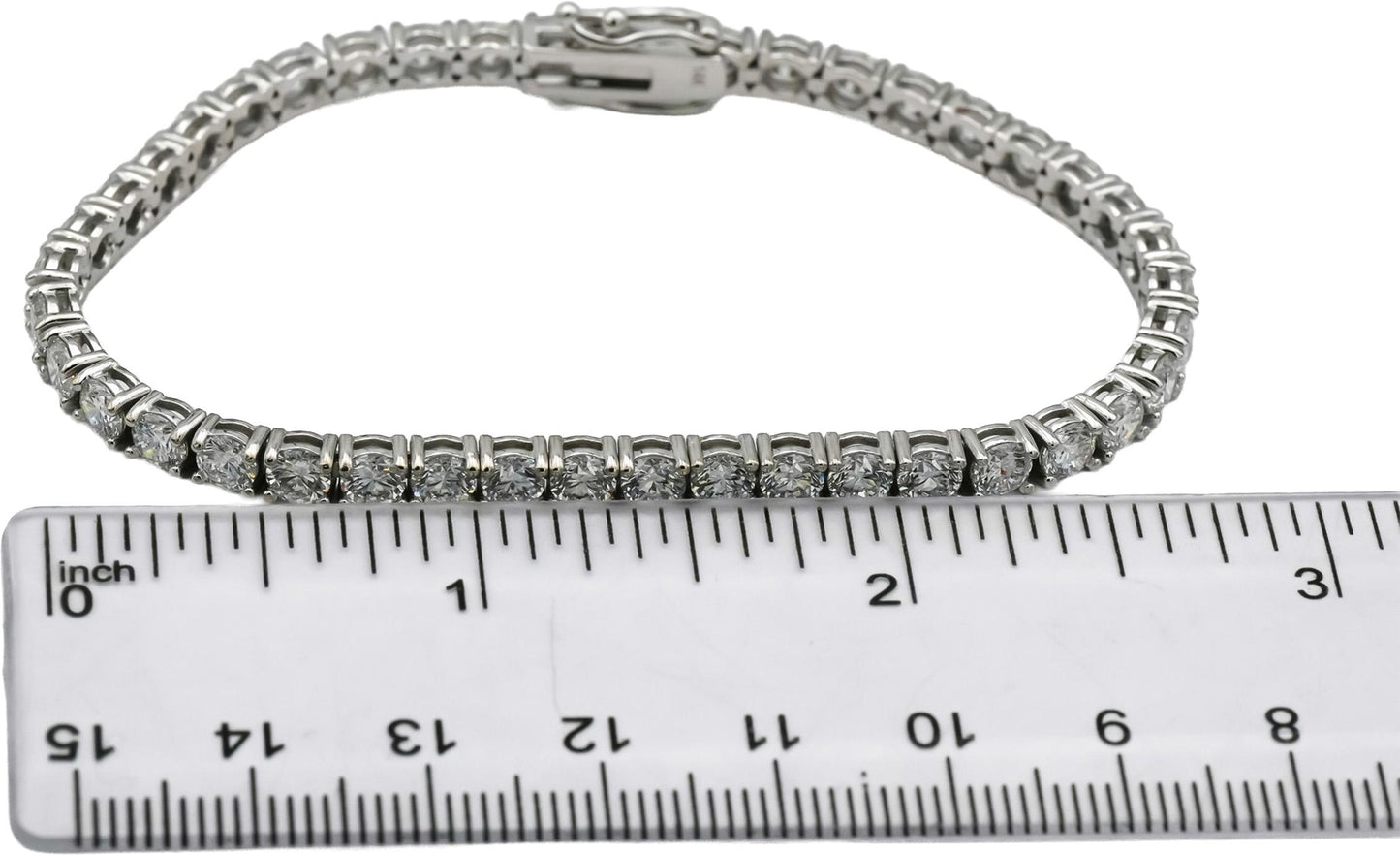 14k White Gold VS Round Lab-Grown Diamond Tennis Bracelet 9.45CT