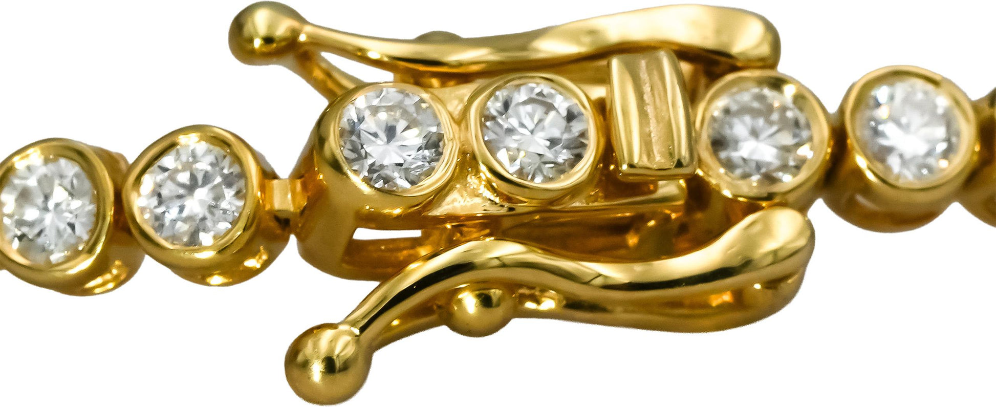 14k Yellow Gold VS Round Bezel Set Diamond Tennis Bracelet 1.94CT