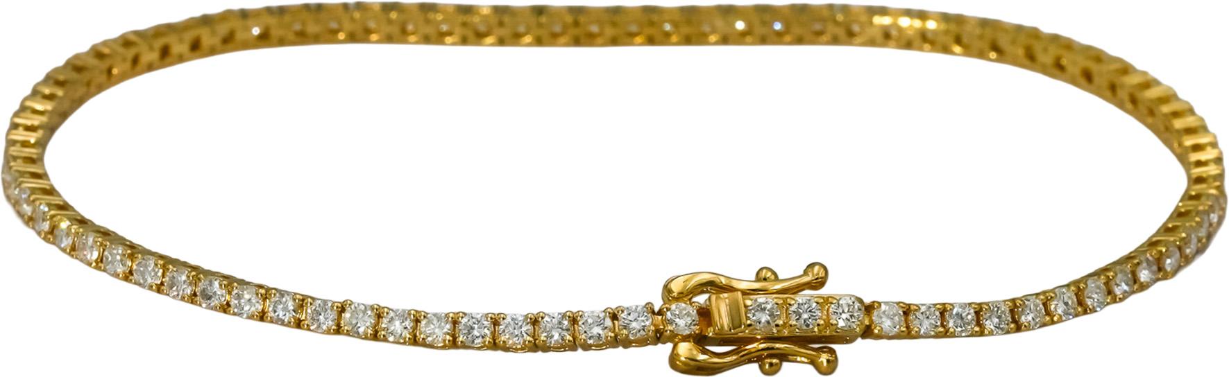 14k Yellow Gold VS Round Diamond Tennis Bracelet 1.78CT