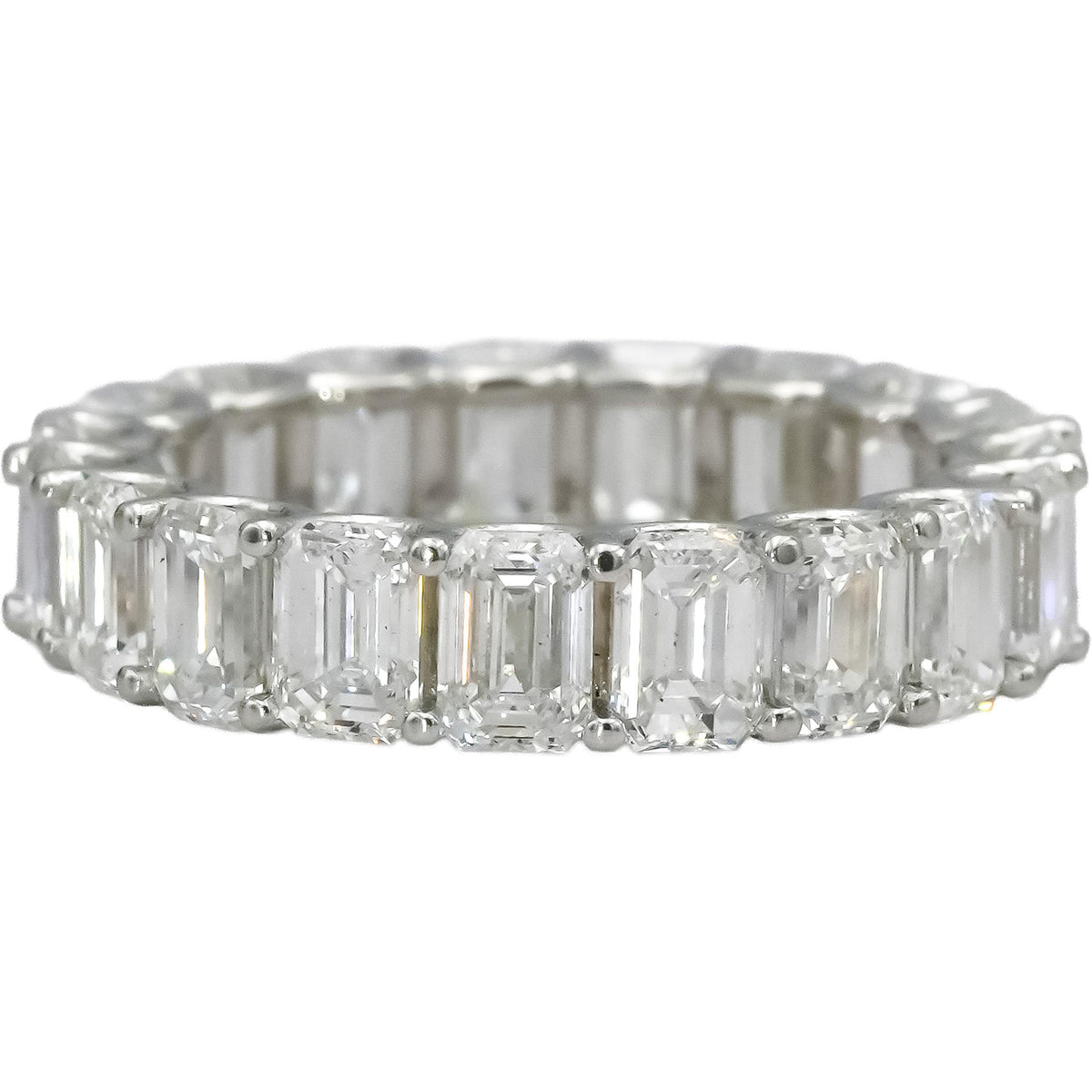 18k White Gold VS Emerald Cut Eternity Band Ring 7.16CT Size 6.75