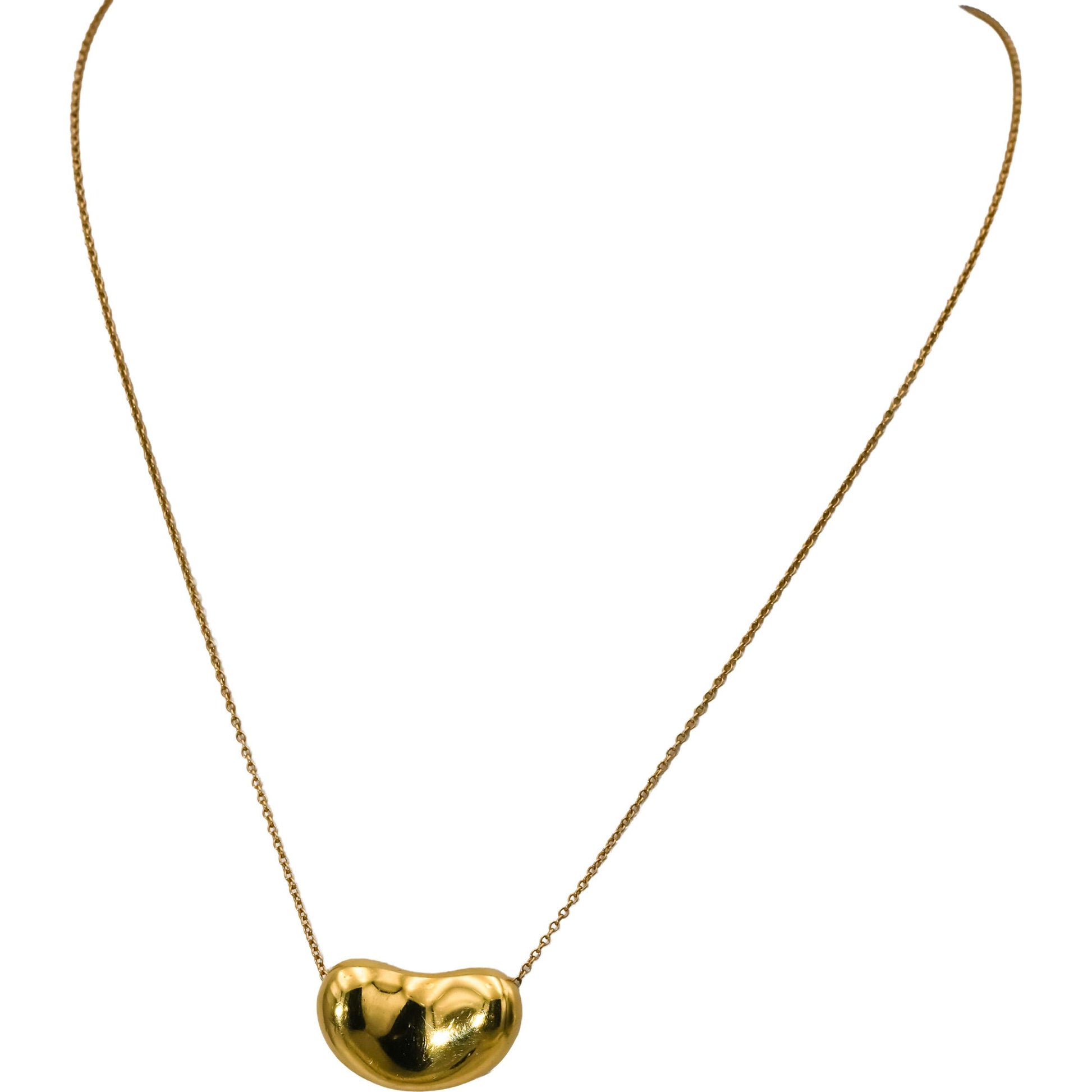 TIFFANY & CO. 18k Yellow Gold Elsa Peretti Bean Pendant Necklace 3300 Retail
