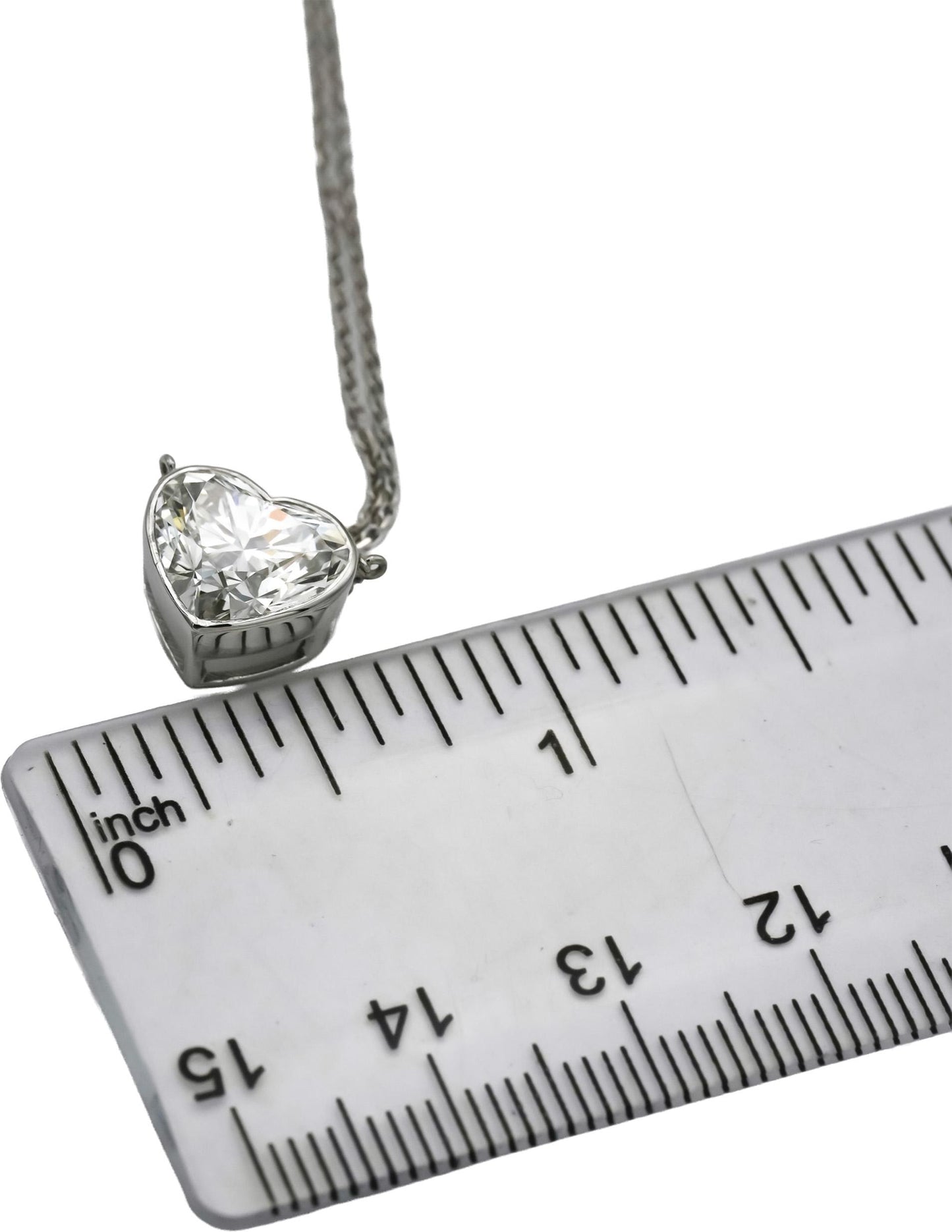 14k White Gold VS Heart Cut Lab-Grown Diamond Solitaire Pendant Necklace 2.98CT