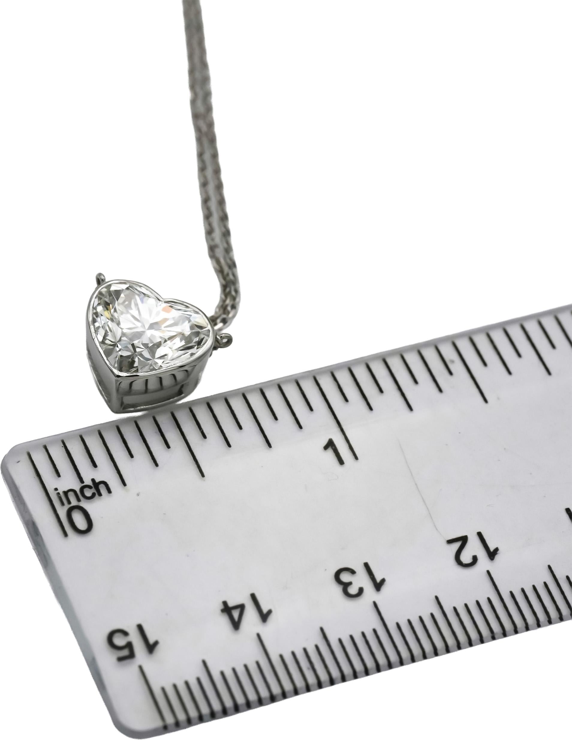 14k White Gold VS Heart Cut Lab-Grown Diamond Solitaire Pendant Necklace 2.98CT