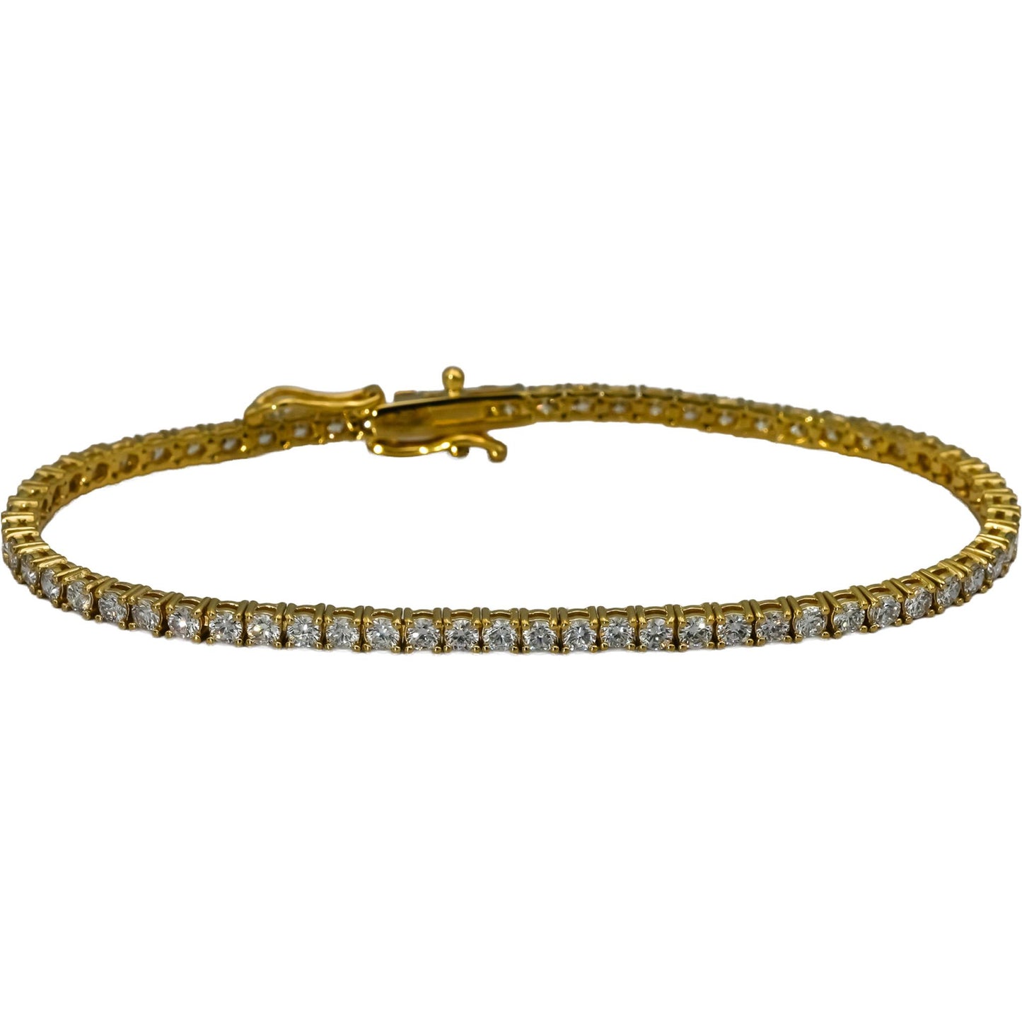 14k Yellow Gold VS Round Lab-Grown Diamond Tennis Bracelet 3.51CT