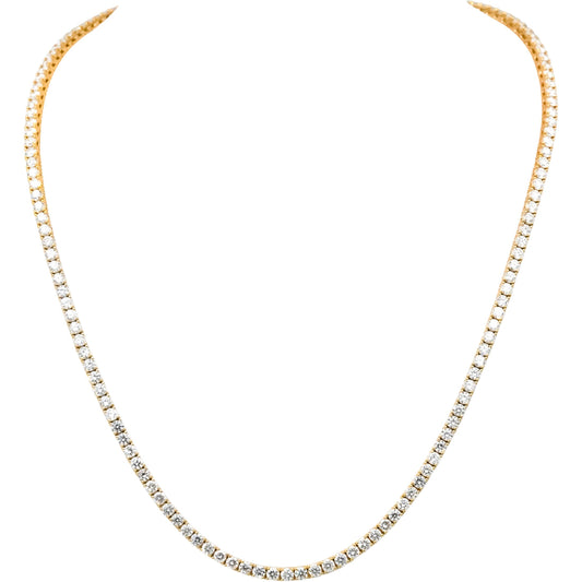 14k Yellow Gold VS Round Lab-Grown Diamond Tennis Necklace 12.82CT