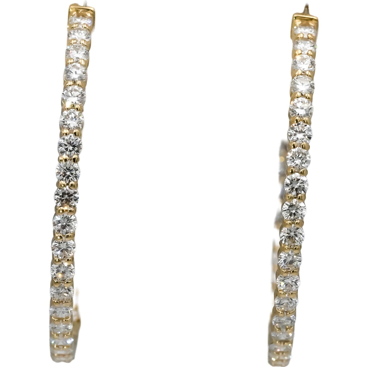 14k Yellow Gold Round Lab-Grown Diamond Inside Out Hoop Earrings 5.63CT