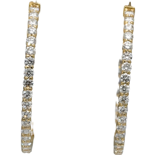 14k Yellow Gold Round Lab-Grown Diamond Inside Out Hoop Earrings 5.63CT