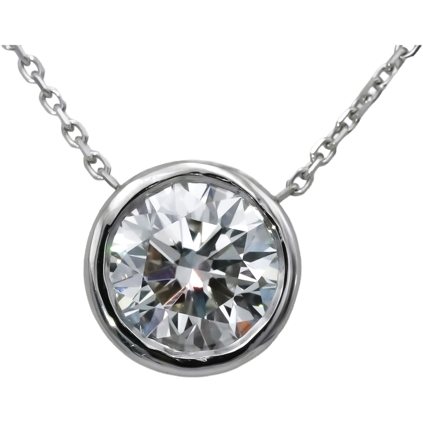 14k White Gold VS Round Lab-Grown Diamond Solitaire Pendant Necklace 2.02CT