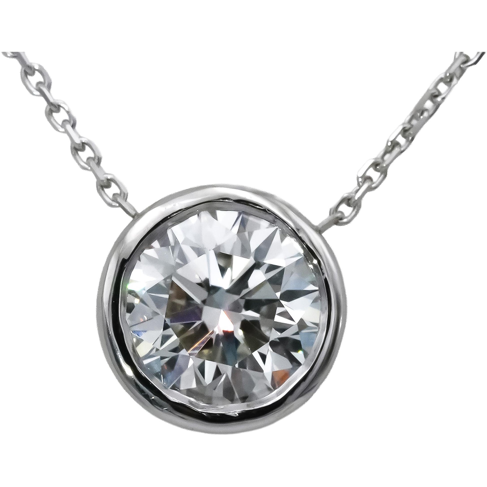 14k White Gold VS Round Lab-Grown Diamond Solitaire Pendant Necklace 2.02CT