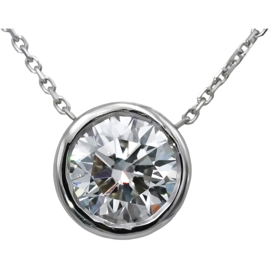 14k White Gold VS Round Lab-Grown Diamond Solitaire Pendant Necklace 2.02CT