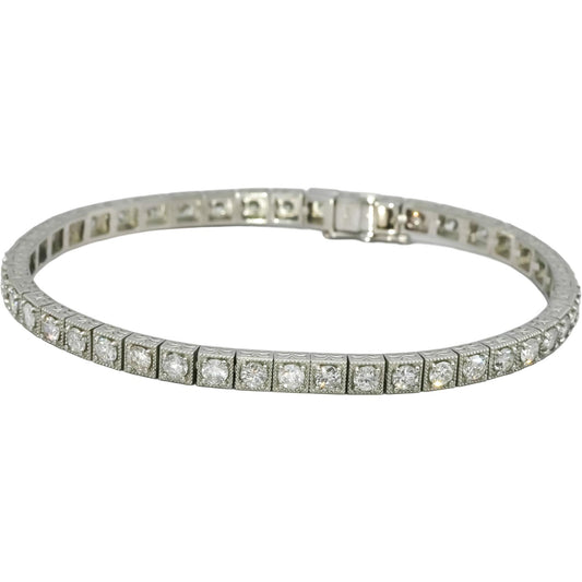 Platinum Round Natural Diamond Fancy Link Bracelet 4.65CT
