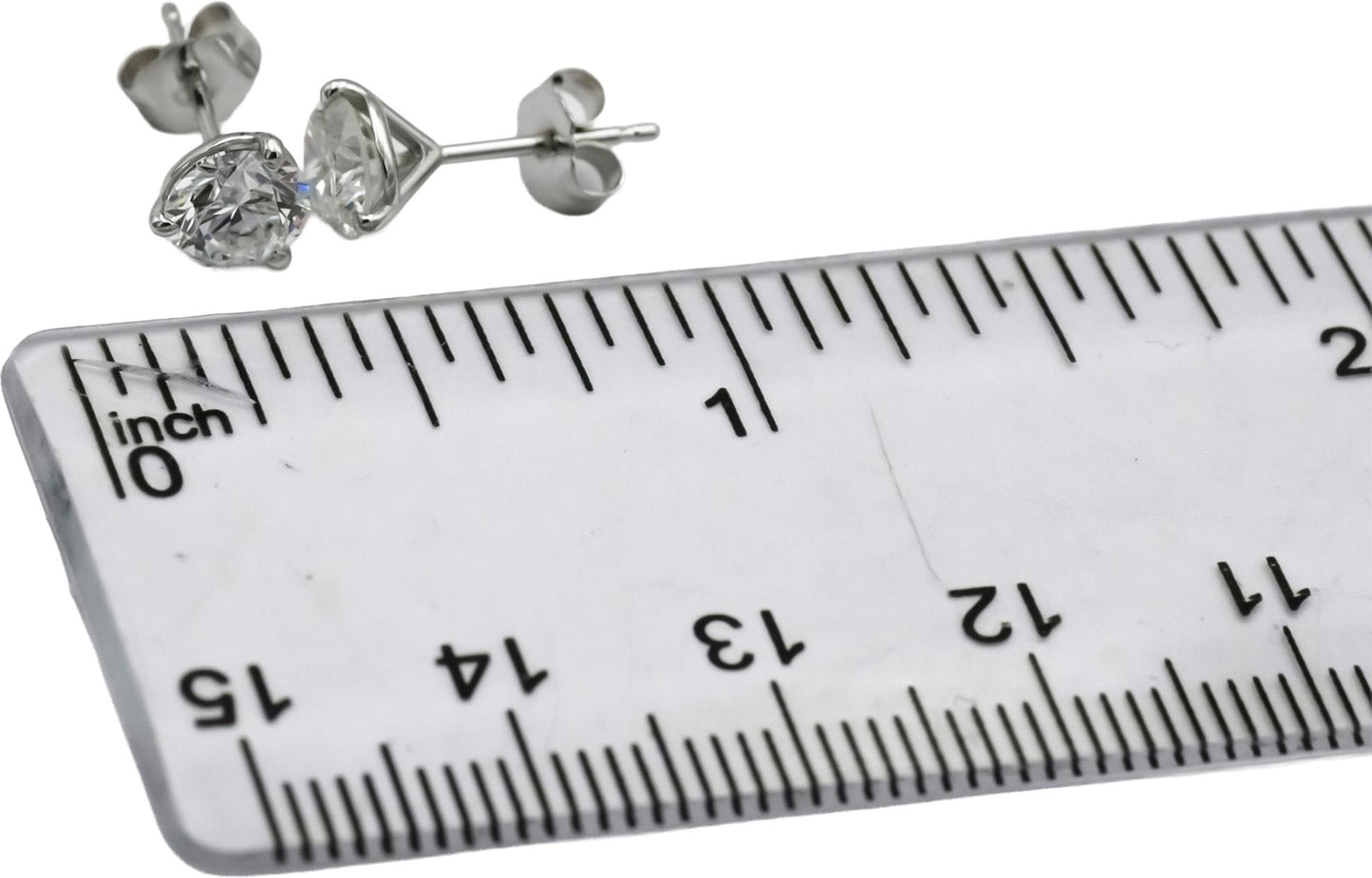 14k White Gold VS Round Lab-Grown Diamond Stud Earrings 1.42CT