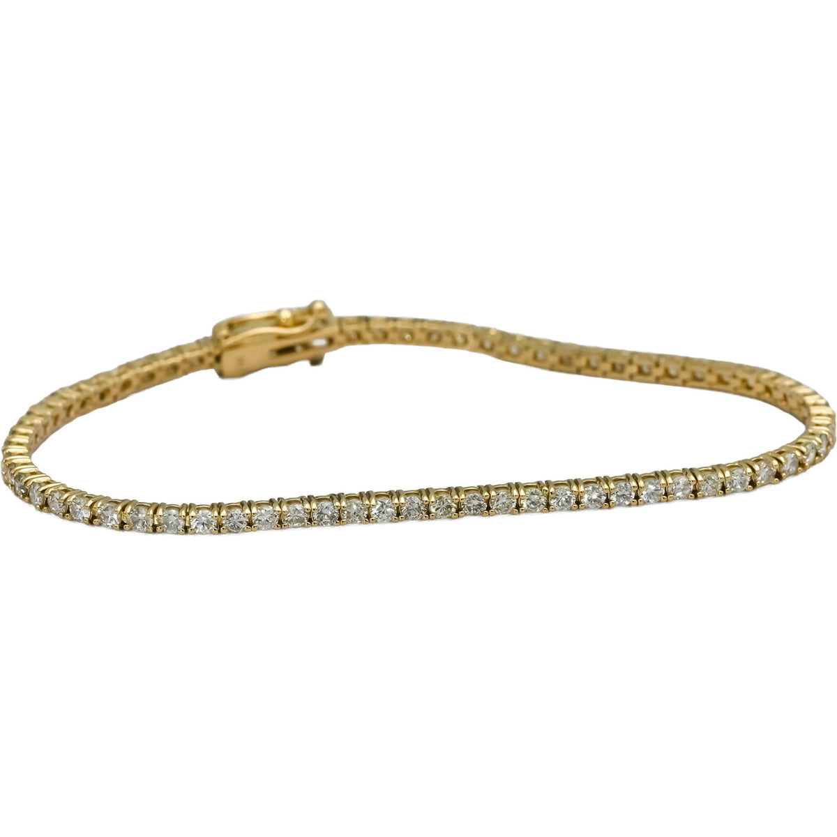 14k Yellow Gold Round Natural Diamond Tennis Bracelet 3.15CT