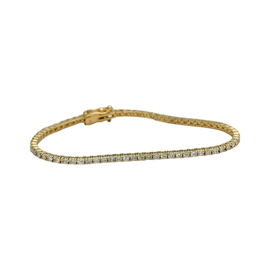 14k Yellow Gold Round Natural Diamond Tennis Bracelet 3.15CT