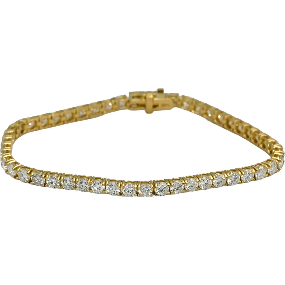14k Yellow Gold VS Round Lab-Grown Diamond Tennis Bracelet 8.20CT