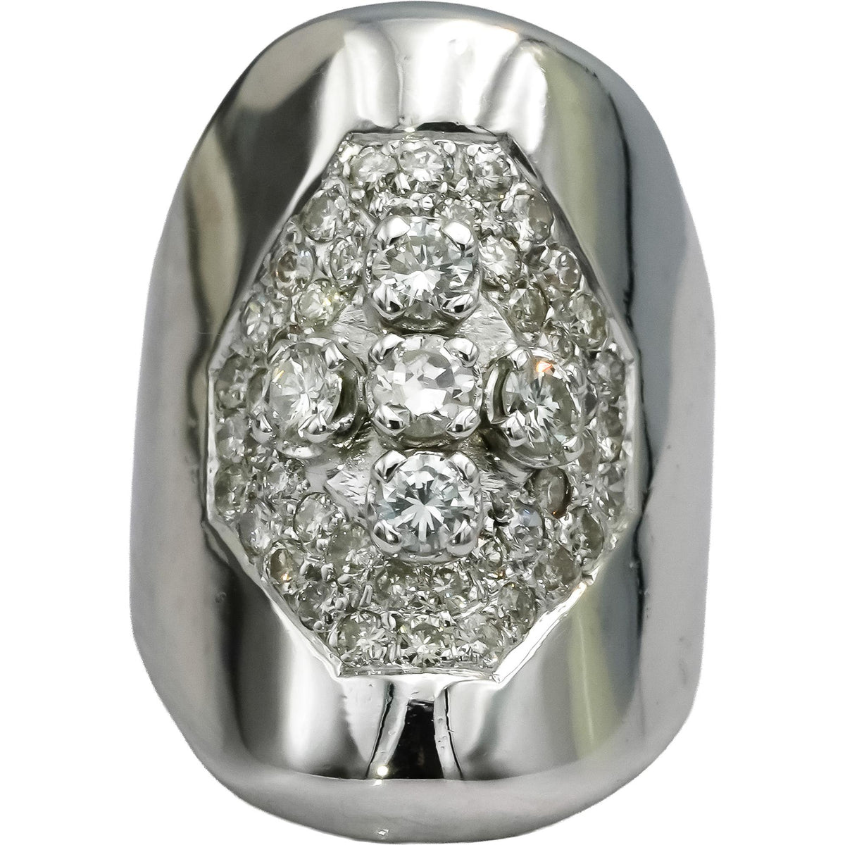 14k White Gold VS Round Diamond Cluster Cocktail Ring 1.25CT Size 6.5
