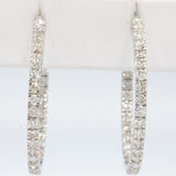 Diamond 10k White Gold Large Inside Out Hoop Earrings 6.0CT