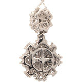 10K White Gold Round & Baguette Cluster Drop Dangle Pendant Necklace 1.0CT