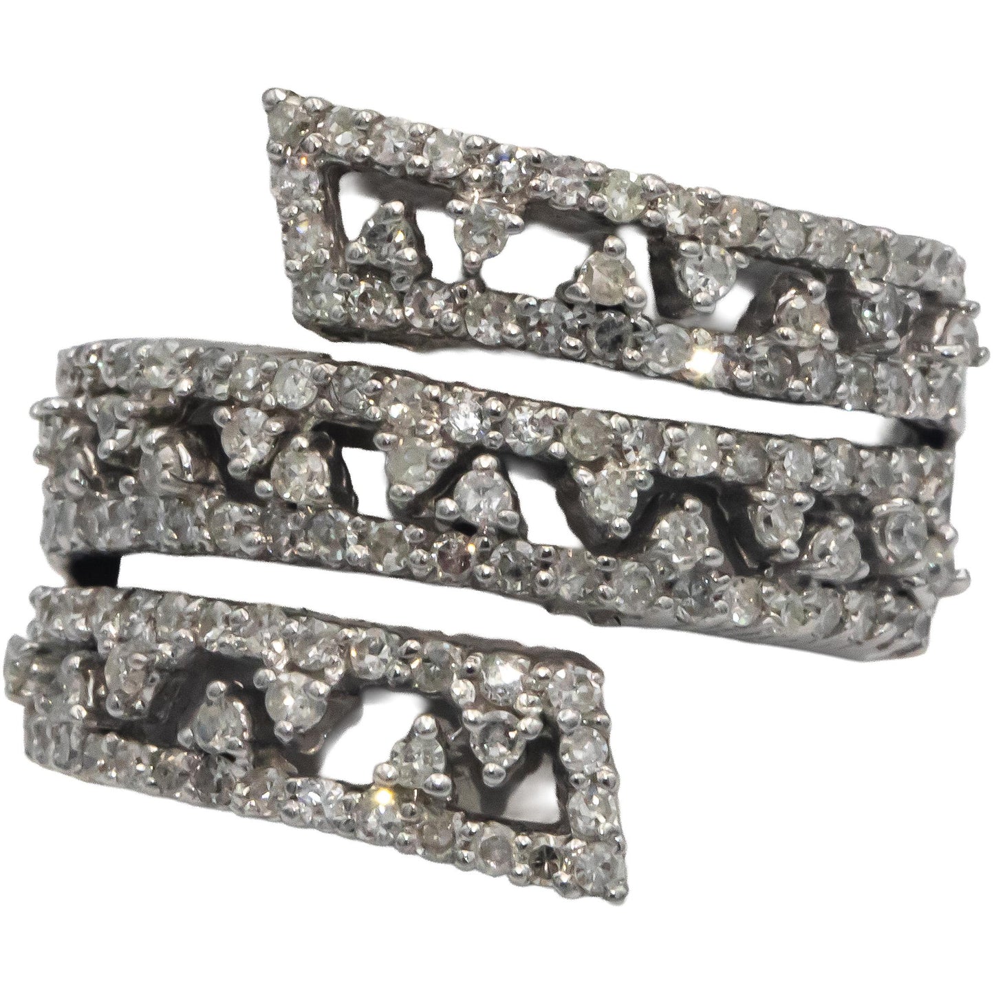 14k White Gold Round Diamond Wrap Around Coil Ring 1.0CT Size 7