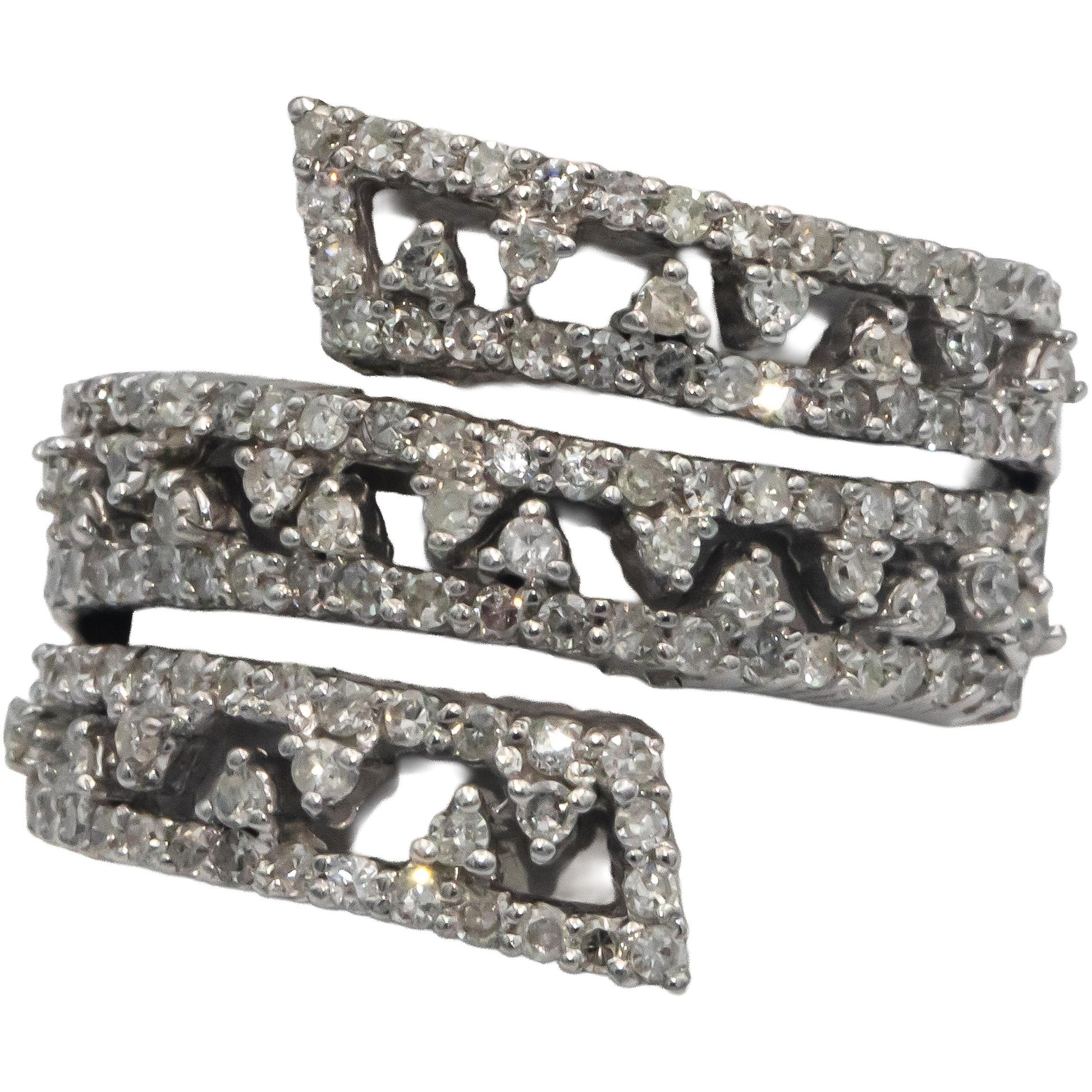 14k White Gold Round Diamond Wrap Around Coil Ring 1.0CT Size 7