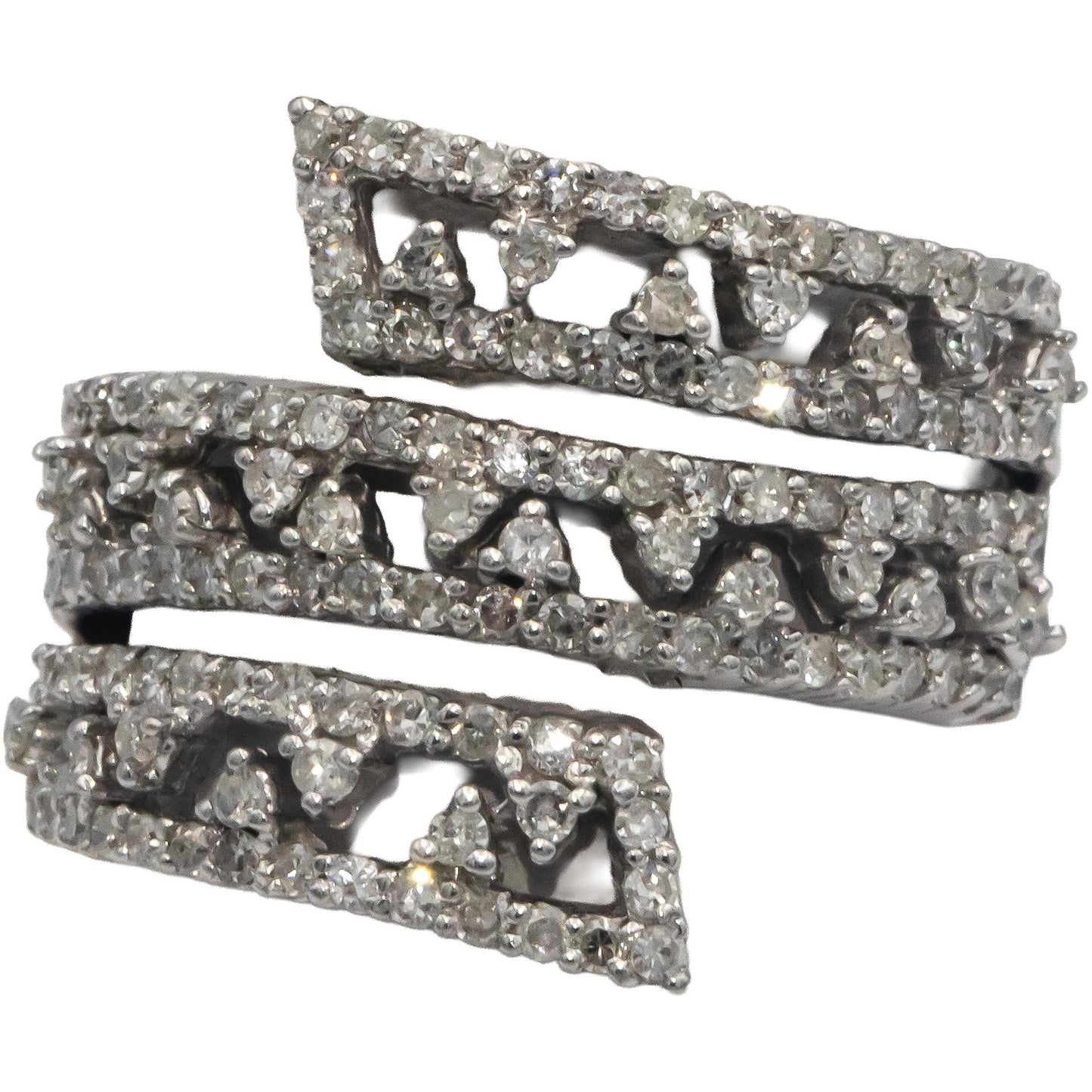 14k White Gold 1.0CT Diamond Wrap Around Coil Ring Size 7