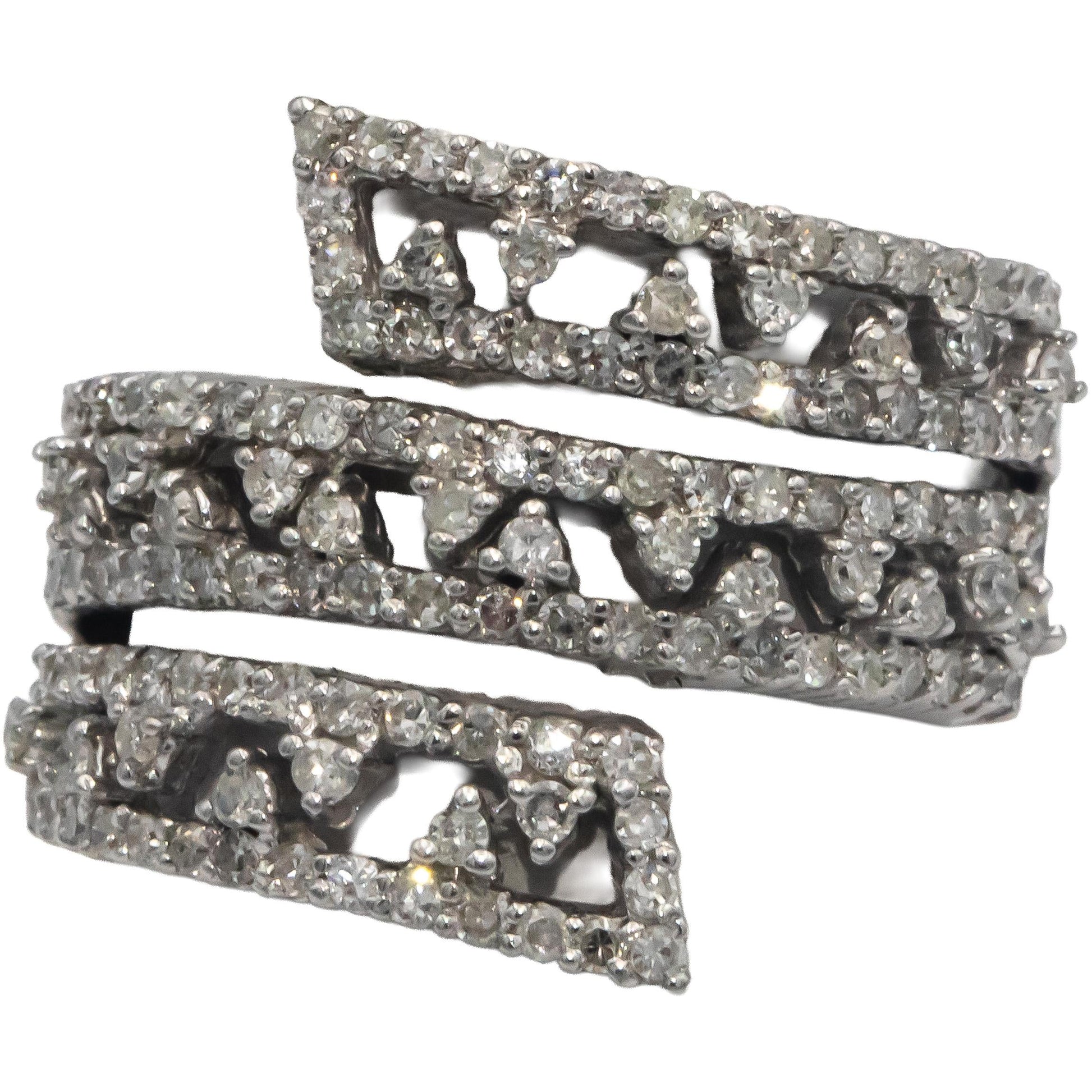 14k White Gold 1.0CT Diamond Wrap Around Coil Ring Size 7