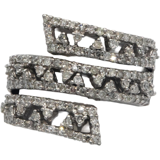 14k White Gold 1.0CT Diamond Wrap Around Coil Ring Size 7