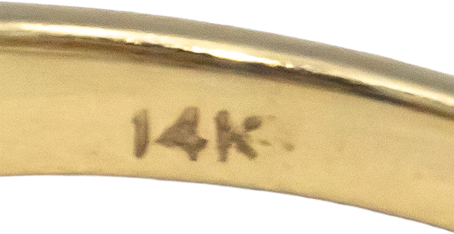 14k Yellow Gold Round Diamond and Square Sapphire Band Ring 0.85CT Size 6.5