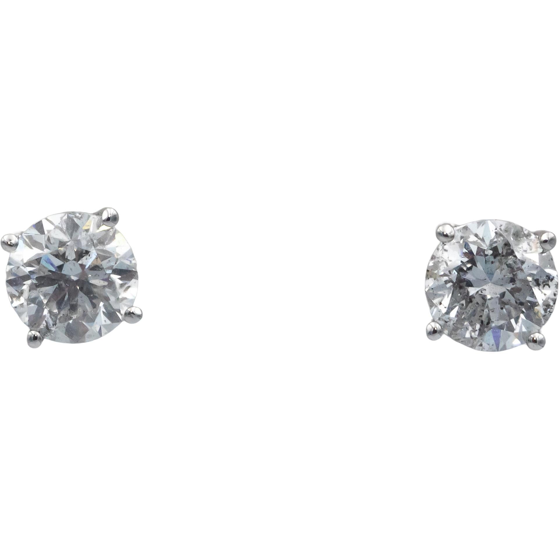 Diamond 14k White Gold Jewelry Round Cut Stud Earrings 4.04CT