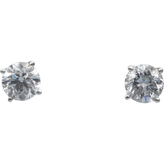 Diamond 14k White Gold Jewelry Round Cut Stud Earrings 4.04CT