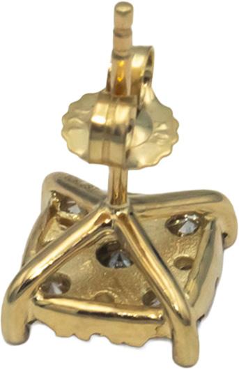 10k Yellow Gold Round Diamond Cluster Square Stud Earrings 1.50CT