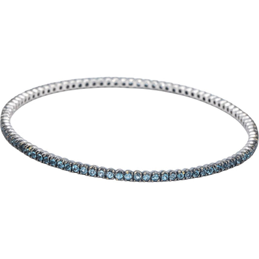 18k White Gold 3.0CT Round Cut Aquamarine Stackable Bangle Bracelet