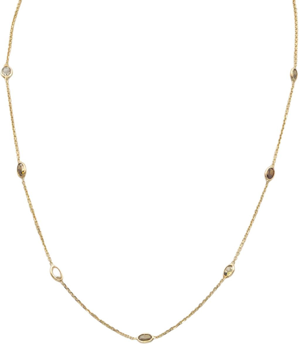 14k Yellow Gold 1.75CT VS Fancy Color Diamond By The Yard Chain Necklace