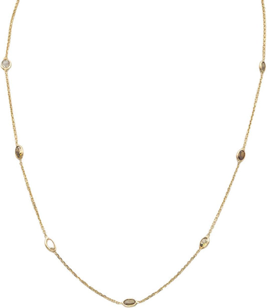 14k Yellow Gold 1.75CT VS Fancy Color Diamond By The Yard Chain Necklace