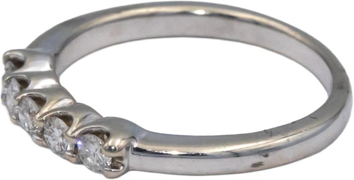 18k White Gold 0.30CT VS Round Cut Diamond Five Stone Band Ring Size 6.25