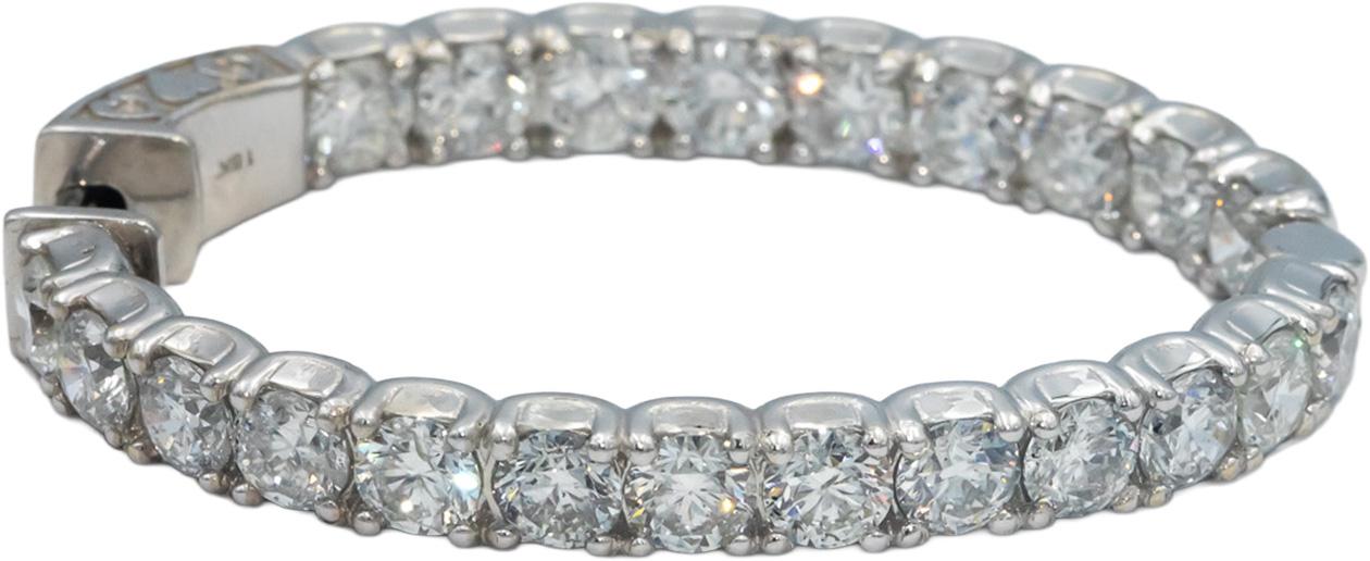18k White Gold Round Cut Diamond Inside Out Oval Hoop Earrings 13.96CT