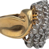10k White and Yellow Gold Round Diamond Cluster Cocktail Ring 1.0CT Size 7