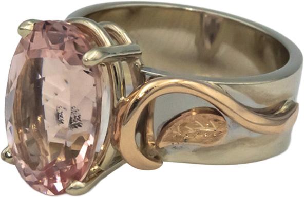 14k White & Rose Gold Pink Tourmaline Floral Ring 6.0CT Size 6