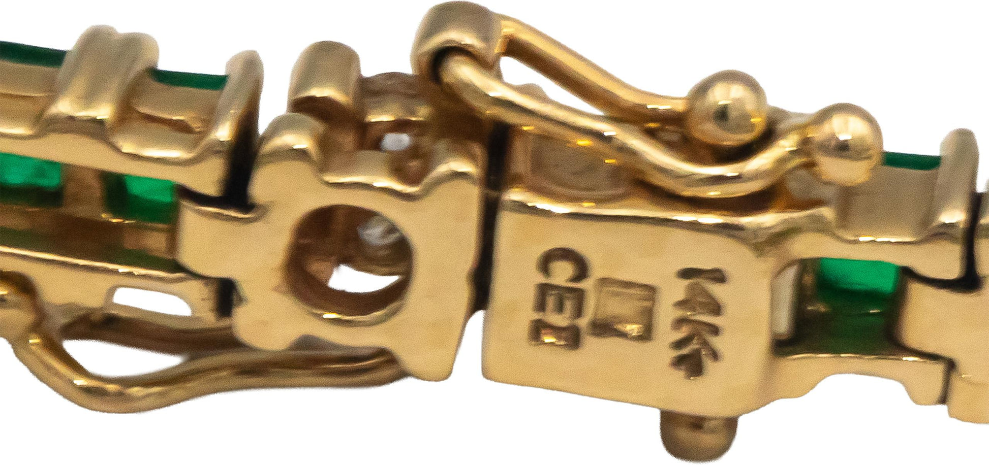 14k Yellow Gold 3.50CT Diamond and Emerald Tennis Bracelet