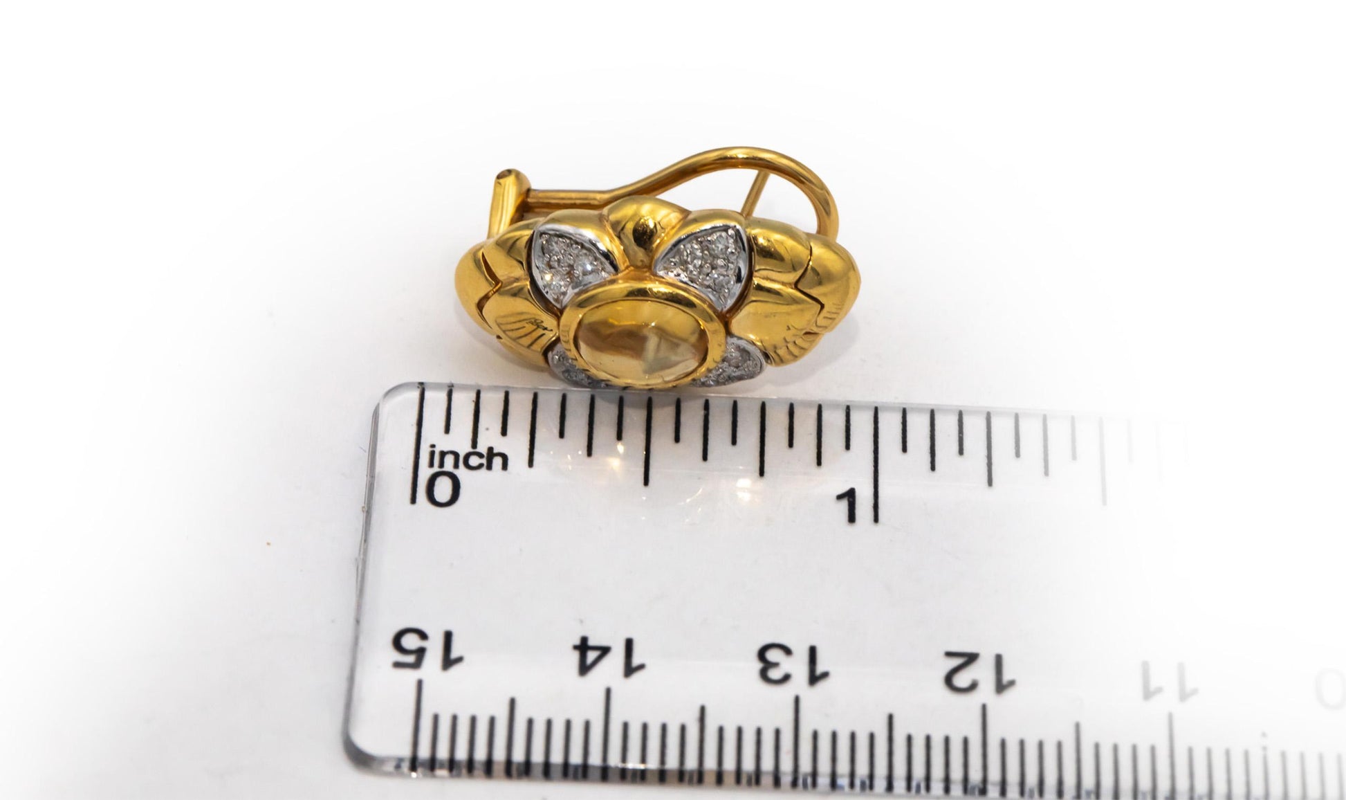 18k Yellow Gold 2.40CT VS Diamond and Citrine Floral Earrings