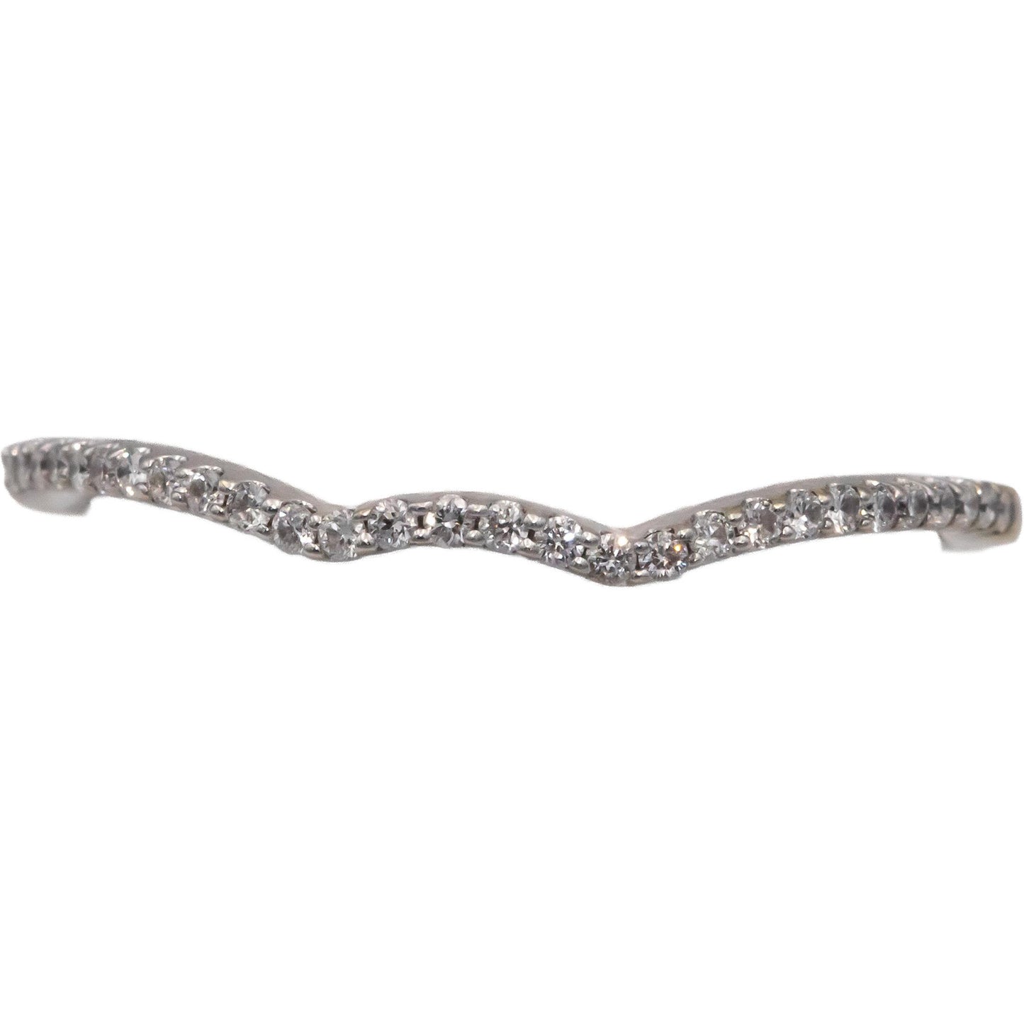 14k White Gold Round Cut Diamond Wavy Band Ring 0.14CT Size 9