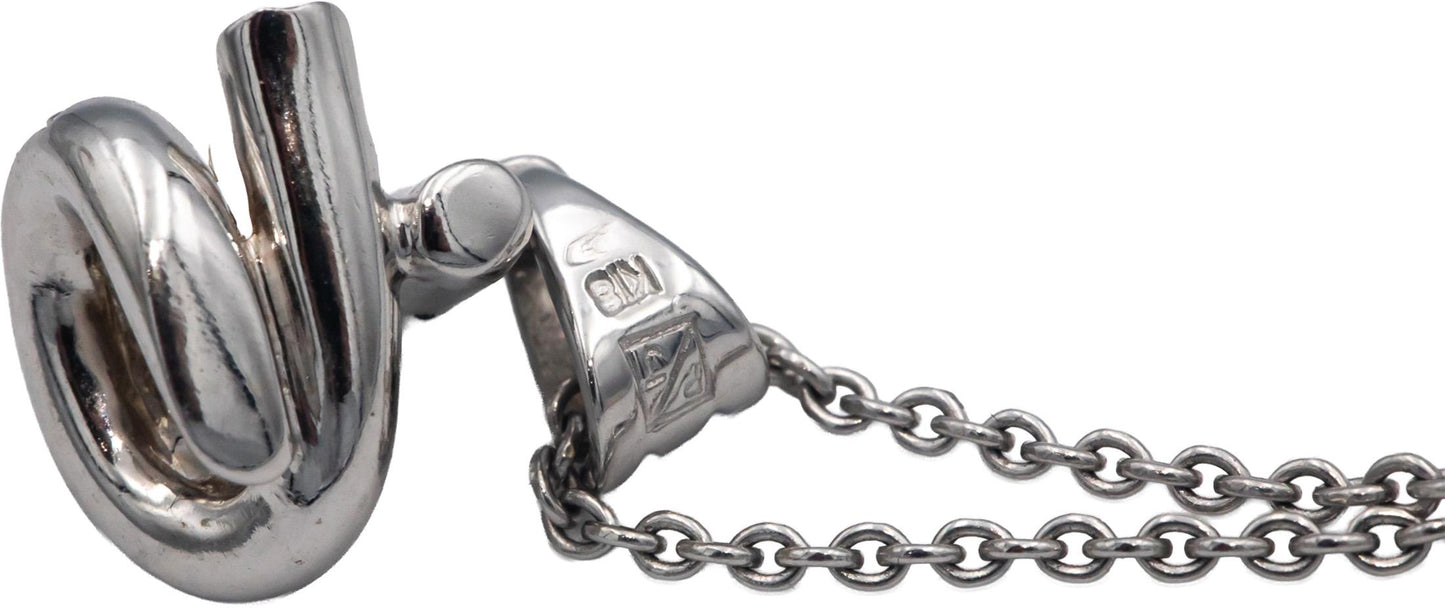 Custom Rare 18k White Gold VS Diamond Abstract Pendant Necklace 0.42CT